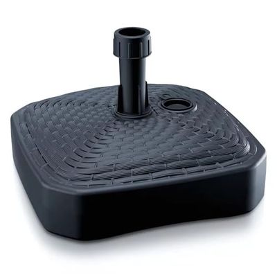 GARDENIX Parasolstandaard, vierkant, antraciet, rotanlook, van kunststof, vulbaar met zand, water, grind voor tuin, strand, terras, parasolhouder, parasolstandaard, standaard