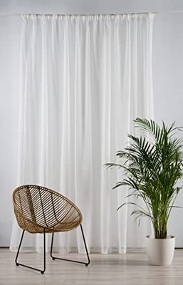 Imagine Living Textiles Berlin Sheer Curtain Natural Batiste Tape, Blanc, 300 x 260 cm