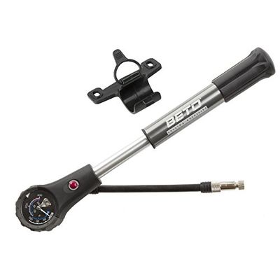 Beto Dual Function 2-i-1 dämparpump, handpump, cykelpump, luftpump, med manometer, 300psi, 21bar, AV, FV, bilventil, fransk ventil, tillverkad av aluminium