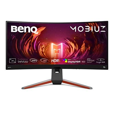 BenQ MOBIUZ EX3410R Monitor Gaming Curvo 34” UWQHD 21:9 1000R, 144Hz, 1ms MPRT, HDR400, HDRi, 90% P3, Light Tuner, Ultrawide, FreeSync Premium, Eye-Care, Altavoces 2.1