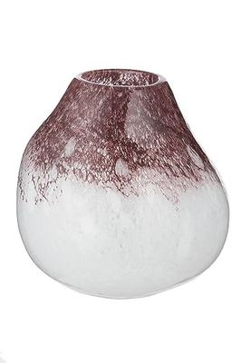 GILDE GLAS art Jarrón Decorativo – Florero de Cristal Tintado – Decoración de salón otoño – Regalo para Mujeres decoración Navidad cumpleaños – Color: Blanco marrón – Ø 15 cm Altura 15 cm