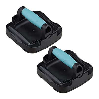 Relaxdays Juego de 2 Asas Set 2 Agarraderas para Flexiones, Agarres Push Ups y Entrenador Abdominales 2en1, Multiusos, con Ruedas, Negro, 2 Unidades