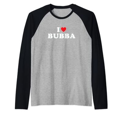 Bubba Nombre Gift I Heart Bubba I Love Bubba Camiseta Manga Raglan
