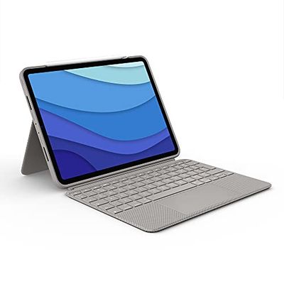 Logitech Combo Touch Custodia con Tastiera per iPad Pro 11 pollici (1a, 2a, 3a gen - 2018, 2020, 2021), Tastiera Retroilluminata Rimovibile, Layout Internazionale QWERTY - Sabbia
