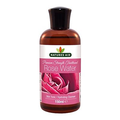 Natures Aid Rose Water 150ml – Premium Strength Natural Skincare Tonic – Sweet Fragrance – Moisturises & Refreshes Hydrating Cleanser – Vegan, Non-GMO, Gluten-Free, No Added Ingredients