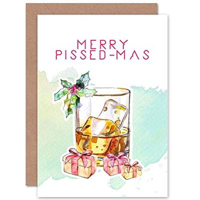 Merry Pissedmas Whisky - Funny Adult Alcohol Christmas Card