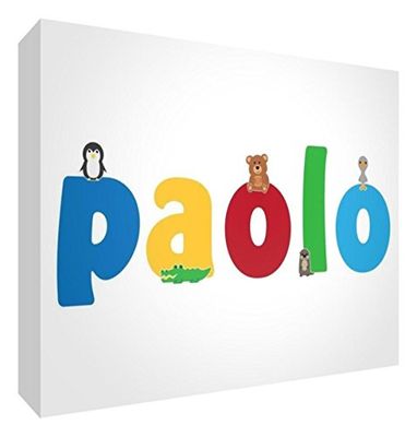 Little Helper Panel Decorativo Bebé/Bautizo Idea de Regalo, Diseño de Dibujo Personalizada con Nombre Para Adolescente Paolo 10.5 x 14.8 x 2 cm multicolor
