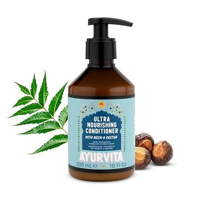 Ayurvita Conditioner – Natural Nourishing Dandruff Conditioner – Hair Care with Neem & Reetha – Ayurvedic Daily Hydrating Conditioner - Moisturizing Cleansing Conditioner –For Women & Men - 10 fl oz