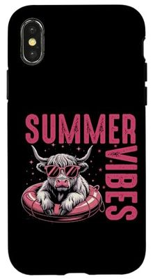 Summer Vibes Cool Cow Lunettes de soleil piscine Coque pour iPhone X/XS