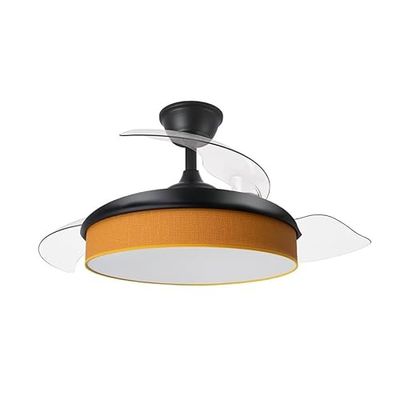 Eden pulse ventilator, zwart en oranje, 72 W, 7200 lm, 3 uitklapbare vleugels, afstandsbediening, geheugen, timer, 37/52 x 40/91 cm