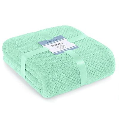 AmeliaHome Deken 130x180 cm delicate stiksels Sherpa lamsvel look woondeken Shleepy pepermunt