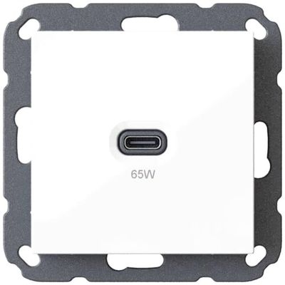 Stazione di ricarica USB da incasso, caricatore USB-C 65 watt, bianco s. c.