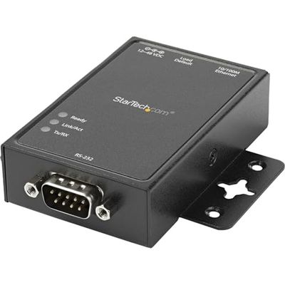 StarTech.com Servidor de dispositivos IP de 1 porta série RS232 - adaptador conversor Ethernet RJ45 - montagem em trilho DIN