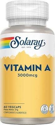 Solaray Vitamina A 3000MCG, 60 VegCaps, Ayuda al sistema inmunitario