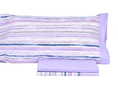 MI CASA JGO.SAB Randig Malva 3PZS 50/50 SABANAS-uppsättning, Bomull, 50% Polyester, 135 Säng