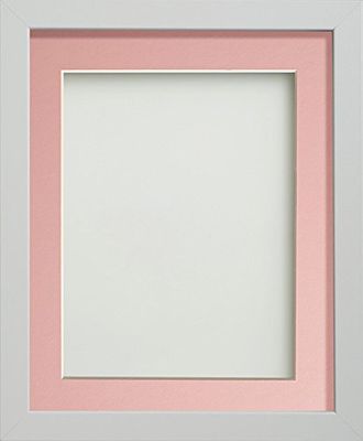 Frame Company Allington White Photo Frame with Pink Mount, 14x11 for 12x8 inch, fitted with perspex