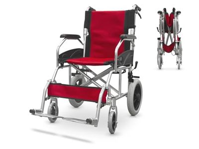 QUIRUMED opvouwbare transferrolstoel, aluminium frame, ultralicht, passagiersremmen, compact opvouwbaar, orthopedisch
