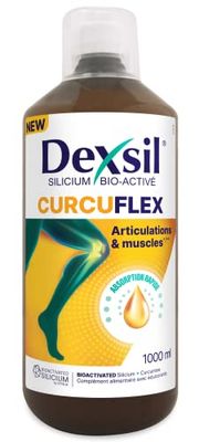 Dexsil – Curcuflex – Combinaison de Bioactivated Silicium et de curcumine pour la souplesse des articulations et des muscles – Complément alimentaire sous forme de solution buvable – 1 L