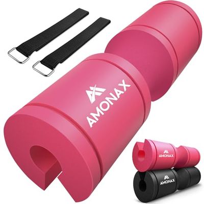 Amonax Hip tryckstång, tjock skum skivstång kudde med säkra kardborrremmar, kraftigt riktat skydd för glute träning, gym nödvändigheter fitness tillbehör för viktträning och knäböjningsställ