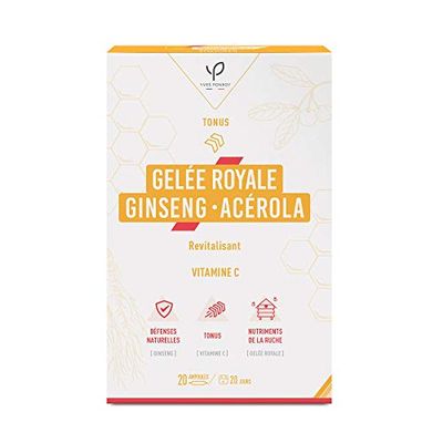 Ampoules de Gelée royale - Ginseng - Acérola - Trio tonus - 20 ampoules - Yves Ponroy