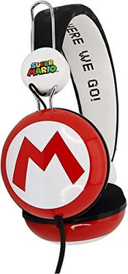 OTL Technologies Casque audio TWEEN pour enfants Super Mario Icon Core (arceau rembourré, volume limité à 85 dB, design coloré, mixte), Rouge/Blanc