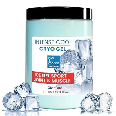 bleu & marine Bretania - Gel CRYO 1000 ml, Effet Froid Intense, Absorption Rapide, Ingrédients Naturels, Massage Sport & Bien-être, Transparent, 1L