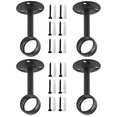 Anndason Curtain Rod Ceiling-Mount Bracket Curtain Rod Brackets Curtain Rod Holders (4 PCS, Black)
