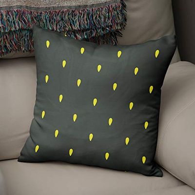 BonaMaison Housse de Coussin Motif, Jaune Fluo et fumée Taie d'oreiller pour Lit Voiture Canapé Maison Salon Chambre, Décoration D'intérieur, 50x50cm - Conçu et Fabriqué en Turquie