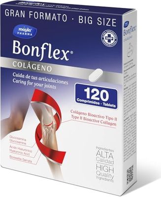 Bonflex Colágeno 120 Comp, 40 mg Colágeno desnaturalizado Tipo II, 1500mg Glucosamina, Articulaciones más fuertes, Protección y nutrición de las articulaciones, 1 toma al día