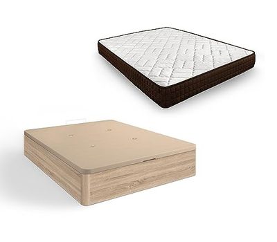 HOGAR24 ES | Confezione di Letto Pieghevole Grande capacità + Materasso viscoelastico Dream Flex 18 | Letto Letto Color Rovere Cambrian | Dimensioni: 105 x 190 cm