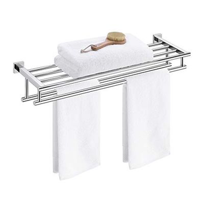 KES Toalleros de Baño con Doble Barras Balda Baño Repisa para Baño Pared Acero Inoxidable SUS304 75CM Pulido, A2112S75