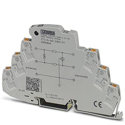 PHOENIX CONTACT TTC-6-1X2-24DC-PT - Protezione da sovratensione per un circuito di segnale a 2 fili, ad esempio 0 (4) ... 20 mA, compatibile con la rete