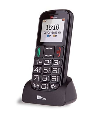 TTfone Mercury 2 Big Button Easy to Use Mobile Phone for Elderly and Seniors, Basic Cell Phone, Sim Free, Loud Volume with Dock - TT200