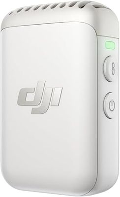 DJI Trasmettitore Mic 2 (Bianco perlato), microfono wireless con eliminazione intelligente del rumore, registrazione interna di 14 ore, batteria da 6 ore, attacco magnetico, microfono bluetooth, Vlog