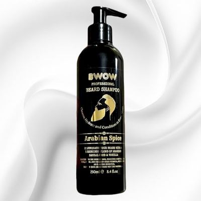 BWOW Professional Beard Shampoo for Men, Vegan Cleansing to Condition, Moisturise and Rejuvenate – Luxurious Arabian Sandalwood and Vanilla. Arabian Spice 250ml