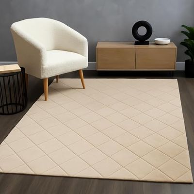 carpet city Tappeto passatoia imbottito tinta unita, colore beige, 80 x 150 cm, rettangolare, morbido pelo lungo, effetto 3D, effetto alto profondo, moderni tappeti per camera da letto