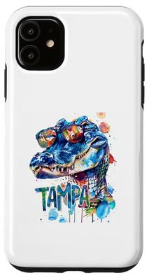 iPhone 11 Colorful Tampa Alligator with Sunglasses Vibrant Watercolor Case