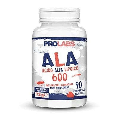 Prolabs ALA 600-90 compresse da 600 mg di Acido Alfa Lipoico ad alto dosaggio - Azione antiossidante e neuroprotettiva - Controllo del livello di zuccheri nel sangue - Vegan