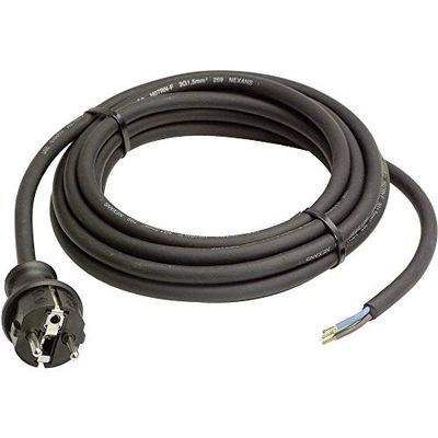 as - Schwabe - Cable de conexión de goma - Cable de 4,5 m con clavija de contacto de puesta a tierra a prueba de salpicaduras -- Obras y comercio - IP44 - Negro I 60379