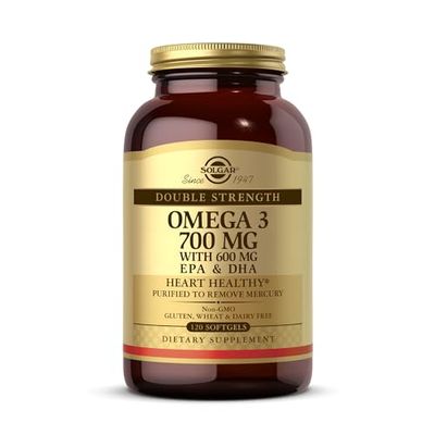 Solgar Omega-3 Doble Ácidos Grasos Poliinsaturados como Triglicéridos Naturales, 120 Cápsulas Blandas