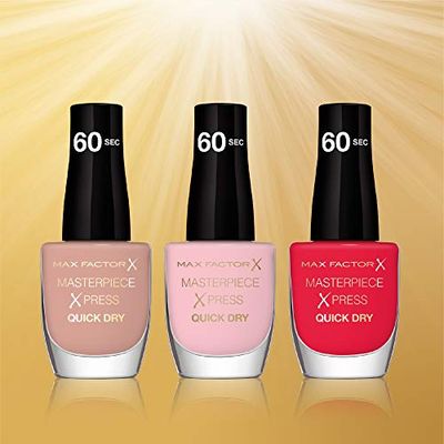 Made Me Blush Set – Max Factor Masterpiece 60 second quick dry Nail varnish pack of 3, 203 Nude’itude, 210 Made Me Blush, 262 Future Is Fuchsia