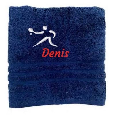 Asciugamano personalizzato con nome Nome sportivo splendidamente ricamato Asciugamano da bagno Asciugamano in cotone 100% personalizzato con nome (140 x 70 cm, Tennistavolo)