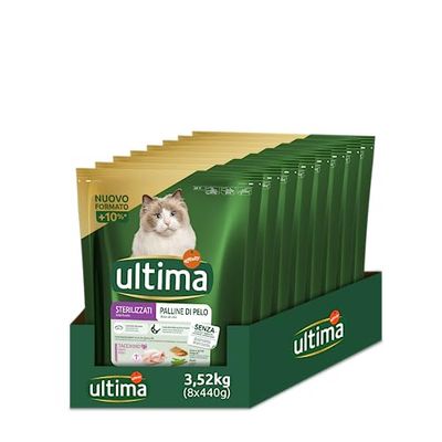 Ultima Gesteriliseerd kattenvoer ter voorkoming van bontballen – verpakking 8 x 440 g – in totaal 3,52 kg