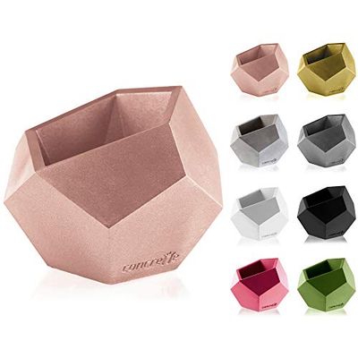 CONCRETTE - Vaso per fiori in cemento, motivo geometrico, Ø 9 cm/Ø 12 cm, 17 colori