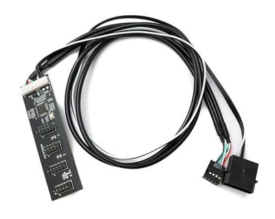 System-S USB 2.0 9-stifts hub Y-kabel uttag till 4 x kontakt adapter för moderkort i svart