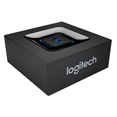 Logitech Draadloze Bluetooth Audio Ontvanger, Bluetooth Adapter voor PC/Mac/Smartphone/Tablet/AV Receiver, 3.5mm Audio en RCA Output naar Speakers, One-Push Pairing Knop - Zwart/Blauw