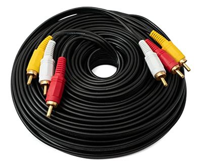 SYSTEM-S Cinch 3 RCA kabel 20 m kontakt till kontakt stereo och komposit AV-adapter svart