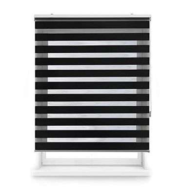 Estoralis - SHAE Estore de rolo duplo tecido, noite e dia, preto, 125 x 175 cm