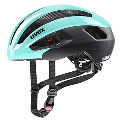 uvex rise cc, casco sicuro ad alte prestazioni unisex, regolazione individuale delle dimensioni, aerazione ottimizzata, aqua, black, 52-56 cm