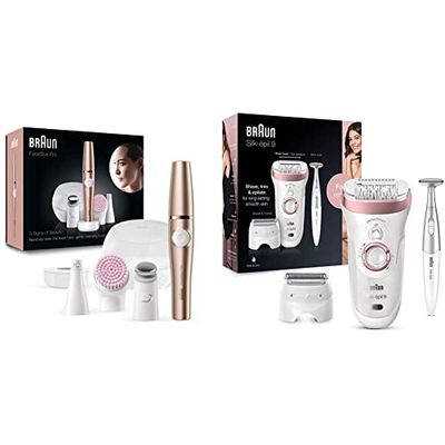 Braun FaceSpa Pro Depiladora Facial Mujer Todo en 1 con Cepillo de Limpieza + Silk-épil 9 Depiladora Mujer con Tecnologí"a SensoSmart